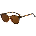 Gafas de sol vintage con montura de leopardo ámbar oscuro y lentes tintadas en marrón - Montura de Carey Lente Té