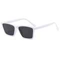 Modern white square frame sunglasses with dark grey lenses and wide temples - White Frame Dark Grey Lens