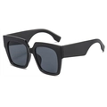 Fashionable oversized square sunglasses in solid black with thick frames for outdoor style - Black Frame Grey Lens