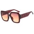 Lunettes de soleil oversize bordeaux avec gravures florales élégantes sur les branches - Monture Bordeaux Verre Marron