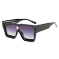 Square oversized sunglasses with black frame, purple gradient lenses and star crystal - Black Frame Double Gray Lens