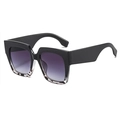 Fashion oversized square sunglasses with black and tortoise frame and purple gradient lenses - Black Leopard Patch Frame Gray Lens