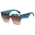 Lunettes de soleil carrées avec imprimé léopard bleu et verres dégradés marron - Monture Patch Léopard Thé Verre Thé