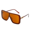 Fashion oversized square sunglasses with tea orange lenses and red-brown frames - Brown Frame Tea Lens