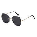 Irregular retro rimless metal sunglasses with polygonal grey lenses and UV400 protection - Gold Frame Black Grey