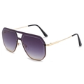 Gafas de sol de gran tamaño con lentes degradadas moradas y montura dorada de doble puente - Marco Dorado Lentes Grises Degradadas