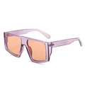 Modern square purple sunglasses with orange lenses and transparent wide frame - Purple Transparent Frame Orange Lens