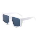 Fashionable oversized square white sunglasses with dark grey lenses for men and women - White Frame Gray Lens