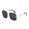 Fashionable oversized square metal sunglasses with gradient lenses and gold minimal frame - Gold Frame Black Grey