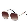 Modieuze oversized vierkante zonnebril met gouden montuur en bruine verloopglazen - Gouden Frame Donkere Thee Lens