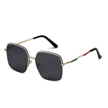 Modieuze oversized vierkante zonnebril met goudkleurig montuur en driekleurige pootjes - Gouden Frame Zwart Grijs