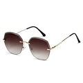 Frameless oversized sunglasses with gradient brown lenses and wavy golden metal temples - Gold Frame Gradient Tea Lens