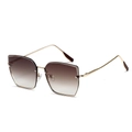 Irregular geometric cat-eye sunglasses with gold metal frame and gradient brown lenses - Gold Frame Coffee Lens