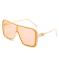 Oversized square shield sunglasses in cream beige frame with light orange lenses - Beige Frame Light Tea Lens