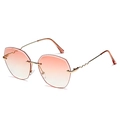 Fashion rimless polygon sunglasses with pink-orange gradient lenses and gold wavy temples - Gold Frame Gradient Pink Lens
