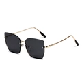 Modern irregular geometric cat-eye sunglasses with gold metal frame and dark grey lenses - Gold Frame Black Grey