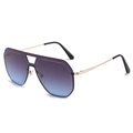 Gafas de sol aviador con lentes degradadas violeta-azul y montura dorada de doble puente - Montura Dorada Lentes Gris Azul