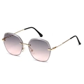 Irregular octagon rimless sunglasses with gold snake arms and grey-pink gradient lenses - Gold Frame Gradient Gray Pink
