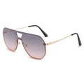 Lunettes de soleil rétro avec double pont en métal doré et verres dégradés violet-rose - Monture Dorée Verres Gris Rose