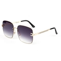 Oversized square sunglasses with purple gradient lenses and slim gold metal temples - Gold Frame Gradient Gray Lens