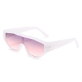 Matte white shield sports sunglasses with gradient purple lenses for UV400 protection - White Frame Gradient Grey Pink Lens