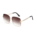 Square oversized metal sunglasses with brown gradient lenses and gold thin frame - Gold Frame Tea Lens