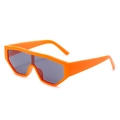 Oversized bright orange PC sunglasses with dark lenses for sports and cycling - Orange Frame Grey Lens