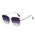 Fashion oversized cat-eye sunglasses with gold metal frame and gradient purple lenses - Gold Frame Gradient Gray Lens