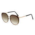 Cat eye oversized sunglasses with gold metal frame and gradient brown lenses - Gold Frame Gradient Green