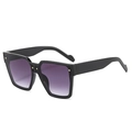 Oversized vierkante zonnebril met zwart montuur, paarse lenzen en gouden metalen studs - Paars Gradiënt Stijl (M306) / Zwart Montuur Dubbel Grijze Lens