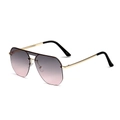 Occhiali da sole oversize con lenti sfumate grigio-rosa e montatura dorata a doppio ponte - Montatura Dorata Sfumato Grigio Rosa