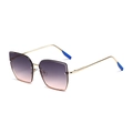 Irregular butterfly sunglasses with purple gradient lenses and gold metal frames - Gold Frame Gray Pink Lens