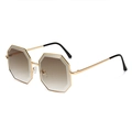 Fashionable oversized octagonal sunglasses with gold metal frame and brown gradient lenses - Gold Frame Gradient Green