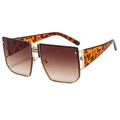 Polygonal tortoise sunglasses with brown gradient lenses and gold H bridge detail - Tortoiseshell Frame Tea Lens
