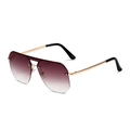Frameless pilot sunglasses with wine red gradient lenses and gold metal details - Gold Frame Dark Tea Lens