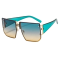 Oversize square sunglasses with gold bridge and cyan-orange gradient lenses - Transparent Blue Frame Green Yellow Gradient Lens