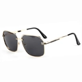 Gafas de sol cuadradas de metal dorado con lentes gris oscuro para mujer - Montura Dorada Negro Gris