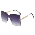 Chic oversized rimless sunglasses with gradient purple lenses and diamond gold temples - Gold Frame Gradient Gray Lens