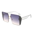 Fashionable oversized square rimless sunglasses with purple gradient lenses and clear temples - Transparent Temple Double Gray Lens
