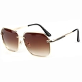 Gafas de sol de metal dorado con lentes degradadas marrones y patillas caladas - Montura Dorada Lente Marrón