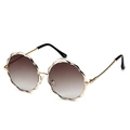 Women's trendy sunglasses featuring gold wave metal frames and brown gradient lenses - Gold Frame Coffee Lens