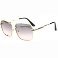 Gafas de sol cuadradas de gran tamaño con montura dorada y lentes degradadas moradas - Montura Dorada Degradado Gris Rosa