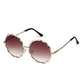 Vintage gold metal sunglasses with wavy lace frames and brown gradient lenses - Gold Frame Tea Lens