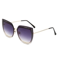 Cat-Eye-Sonnenbrille mit lila Verlaufsgläsern und goldenem Metallrahmen mit Glitzer - Goldbein Doppelgraue Linse