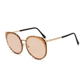 Cat eye gold frame sunglasses with brown gradient lenses and geometric cut edges - Gold Frame Champagne Lens