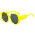 Retro oversized square sunglasses with thick yellow frames and dark grey lenses for women - Yellow Frame Grey Lens