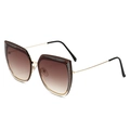 Cat-Eye Sonnenbrille mit Gold-Metallrahmen, braunem Verlauf und Glitzer-Details - Goldbein Doppeltee-Linse
