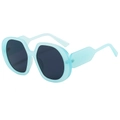 Modern oversized blue translucent sunglasses with geometric frames and dark lenses - Transparent Blue Frame Gray Lens