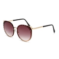 Cat eye sunglasses with golden frame and gradient reddish-brown diamond-cut lenses - Gold Frame Light Tea Lens
