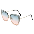 Occhiali da sole cat-eye con lenti sfumate rosa blu e dettagli in glitter argento - Stanghetta Dorata Lente Blu-Rosa
